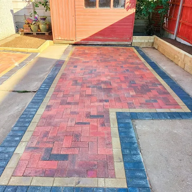 multi coloured block paving