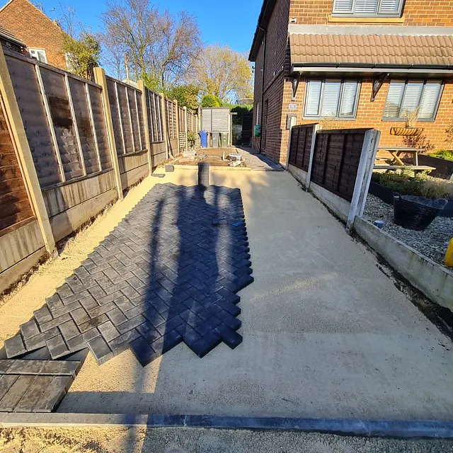 block paved driveway in progress