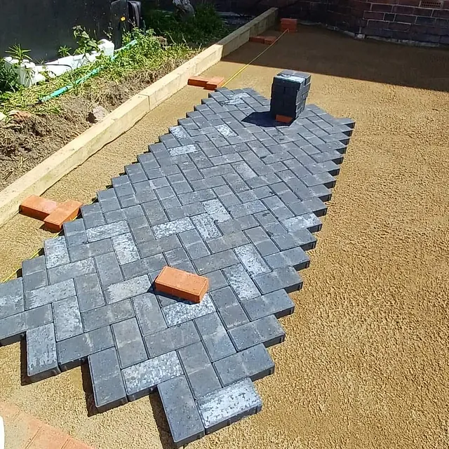 block paved driveway in progress