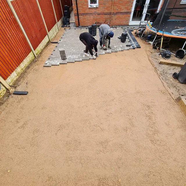 block paved driveway in progress