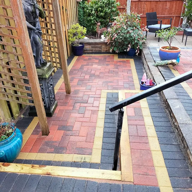 multi coloured block paving